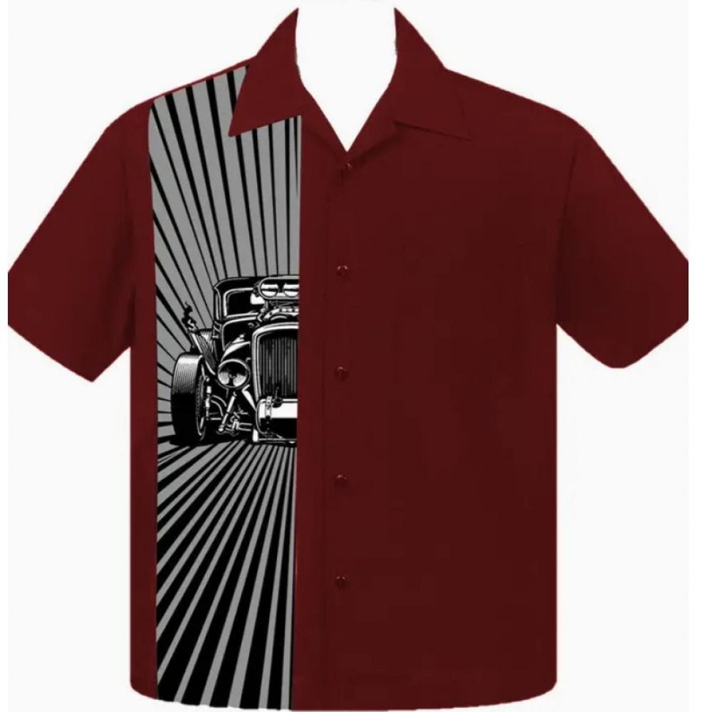 Chemise Bowling Hot Rod Bordeaux