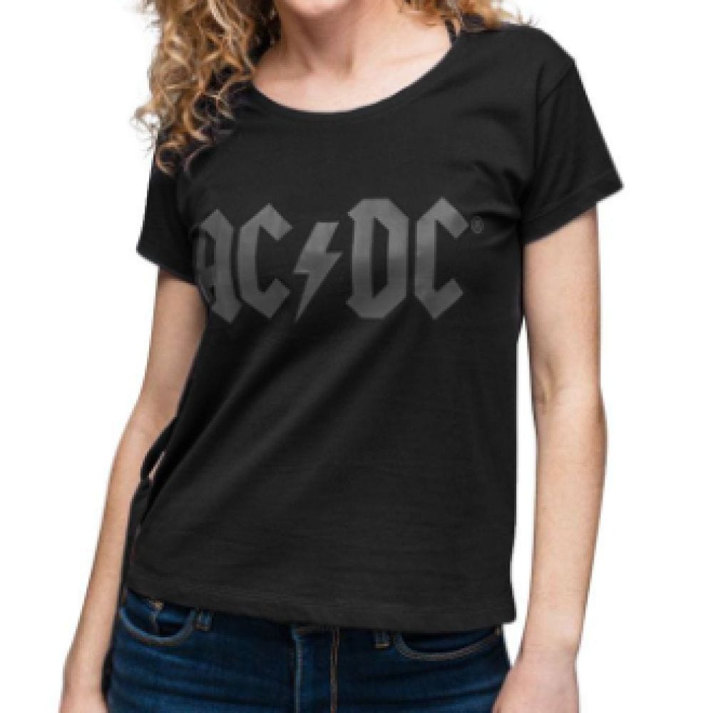 T-Shirt Officiel AC-DC Avec un Noeud Coupe Femme