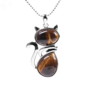 Pendentif Chat Oeil de Tigre